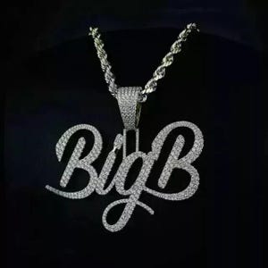 3.00 Ct Round Cut Real Moissanite Customize Name Men's Pendant 14K White Gold Plated  Birthday GiftsNo Chain