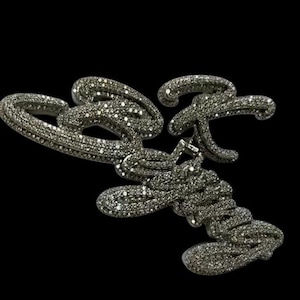 3.10 Ct Round Cut Real Moissanite Customize Name Pendant 14K White Gold Plated Over 925 Silver Birthday Gifts