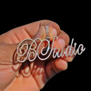 2.00 CT Real Moissanite Men's Customized Letter Name Pendant 14K White Gold Plated No Chain Birthday Gifts