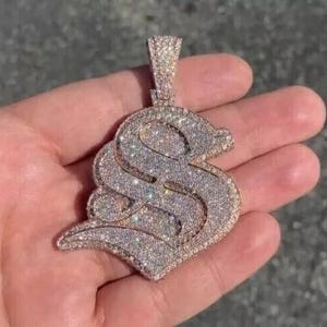 Real Moissanite Pendant | 2.70Ct Men's Customisable "S Letter"| Custom Charm| Hip Hop Pendant | Christmas Gift, Gift for Love