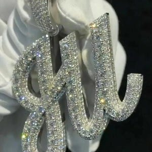 2.20 Ct Round Cut Real Moissanite Customized Name Pendant 14K White Gold Plated Birthday Gifts No Chain