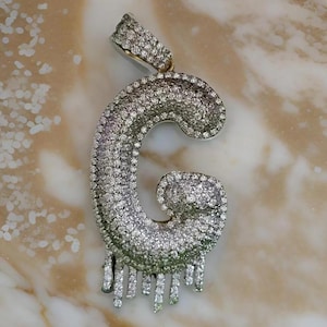 2.00 Ct Round Cut REAL Moissanite Customize G Letter Pendant 14K Yellow Gold Plated No Cain