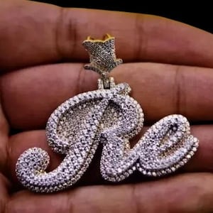 Customizable 2. CTW Real Moissanite Pendant | Ice-Out " Letter Pendant" for Men | Personalized Hip Hop Charm | Best Christmas Gift