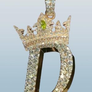 Customizable 2.30Ct Real Moissanite Pendant | Ice-Out "Name Pendant" with crown for Men | Personalized Hip Hop Charm | Best Christmas Gift