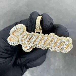 Customizable 2.20CTW Real Moissanite Pendant | Ice-Out "Name Pendant" for Men | Personalized Hip Hop Charm | Best Christmas and Birthday Gif
