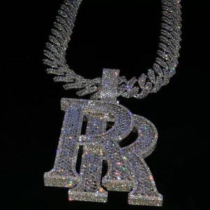 4.30 Ct Round Cut Real Moissanite Customize Letter Pendant 14k White Gold Plated No Chain Birthday Gifts
