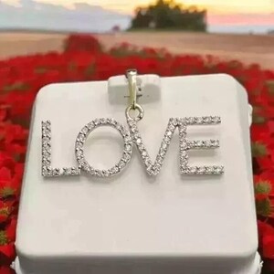 2.00 Ct Round Cut Real Moissanite Customize Letter Pendant 14K Yellow Gold Plated  No Cain