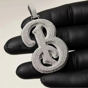 Real Moissanite Pendant | 2Ct Men's Customisable " B Letter Pendant"| Custom Charm| Hip Hop Pendant | Christmas Gift, Gift for Love