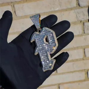 Customizable 3CTW Moissanite "Custom P Letter Pendant| Personalized Hip Hop Necklace | 14K Silver Gold Plated Silver | Gift Idea