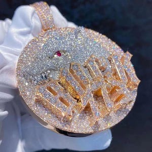 6.00 Ct Round Real Moissanite Customize Animal Letter Pendant 14K Rose Gold Plated  No Chain Birthday Gifts