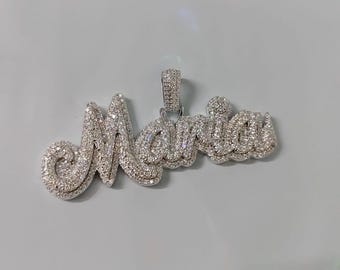 Real Moissanite Pendant| 3ctw Men&#39;s Customisable &quot;NAME Pendant&quot;| Custom Charm| Hip Hop Pendant | Moissanite Pendant| Gift Christmas