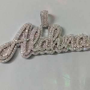 Real Moissanite Pendant| 3ctw Men's Customisable "NAME Pendant"| Custom Charm| Hip Hop Pendant | Moissanite Pendant| Gift for Love