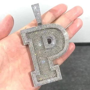 Customizable 5 CTW Real Moissanite Pendant | Ice-Out " Letter Pendant" for Men | Personalized Hip Hop Charm | Best Christmas Gift