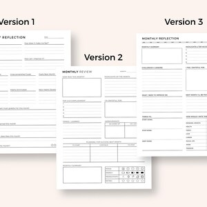 Monthly Reflection Printable Bundle: Review, Evaluation, Summary, Personal Growth, Self Improvement, Fillable image 3