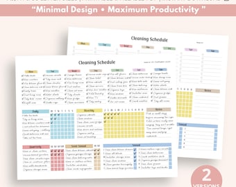 Cleaning Schedule: Household Chore Chart, Family Organizer, Printable Daily, Weekly, Monthly Cleaning Planner