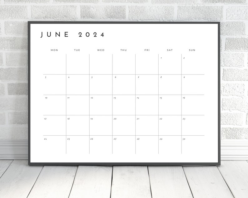 Minimalist 2024 Calendar, 2024 Monthly Planner, Sunday & Monday Start