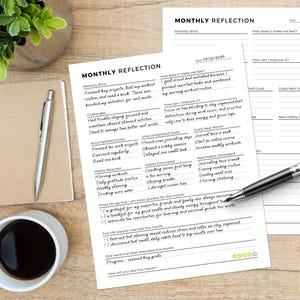 Monthly Reflection Printable Bundle: Review, Evaluation, Summary, Personal Growth, Self Improvement, Fillable image 5