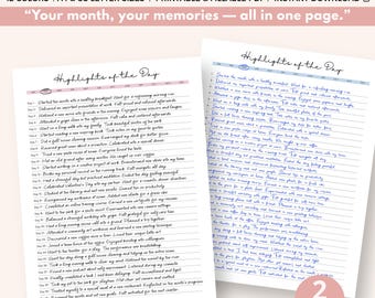 Daily Highlights Tracker: Printable Journal Timeline (Digital Download)