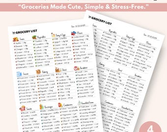 Colorful Grocery List Printable: Fillable Shopping List (PDF)