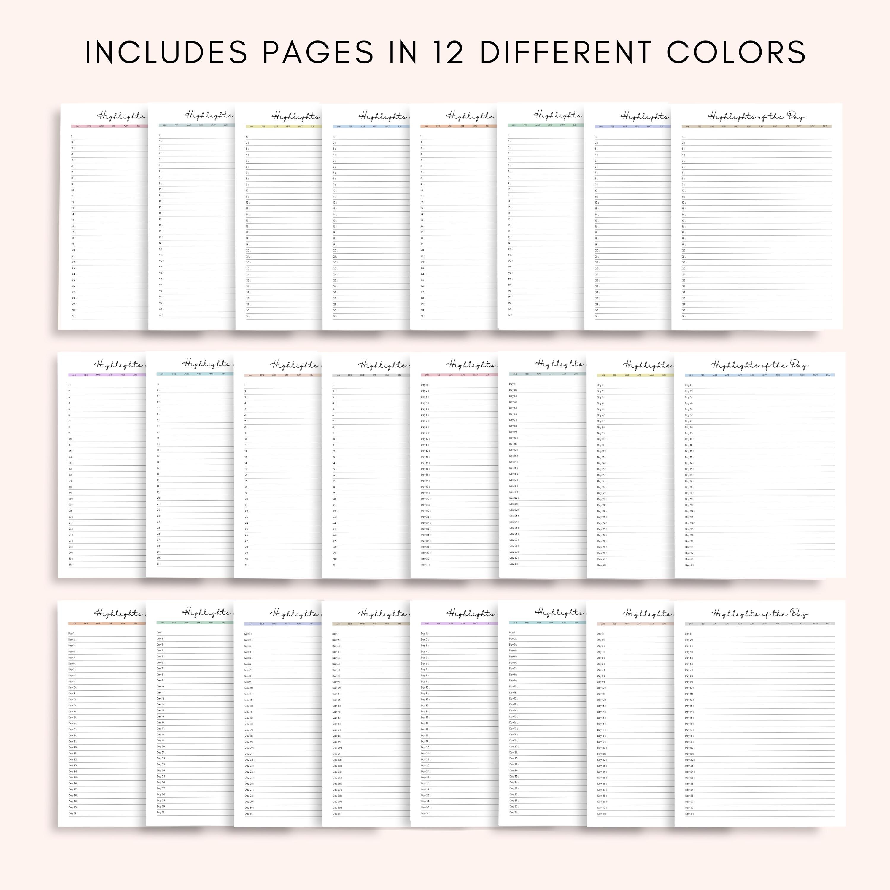 Daily Highlights Tracker: Printable Journal Timeline (digital Download ...