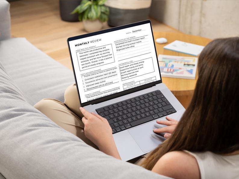 Monthly Reflection Printable Bundle: Review, Evaluation, Summary, Personal Growth, Self Improvement, Fillable image 8