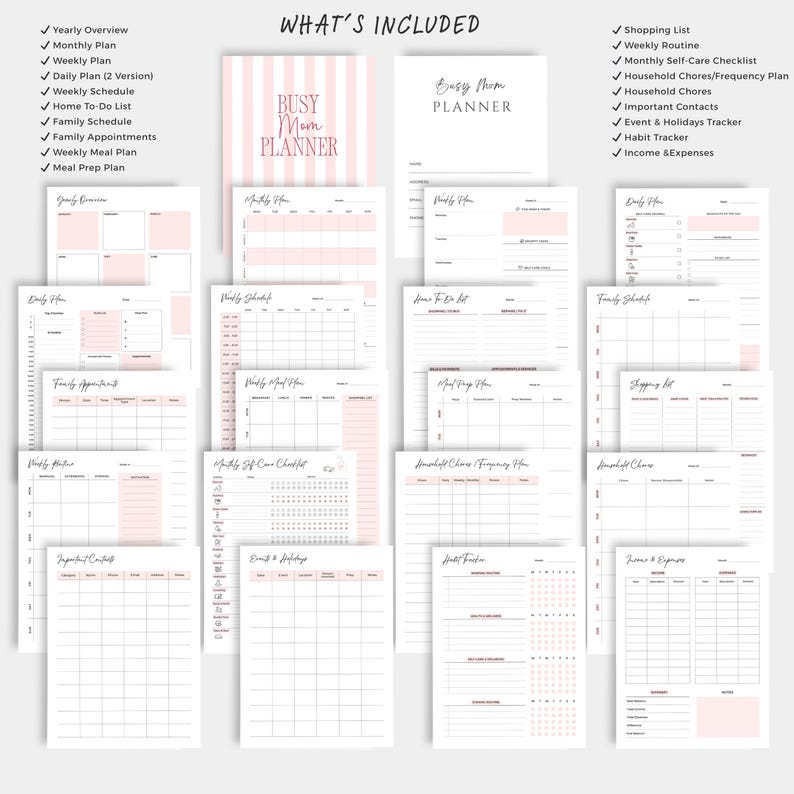 Busy Mom Planner: Printable Family Organizer (PDF Download A4/US Letter Size) image 2