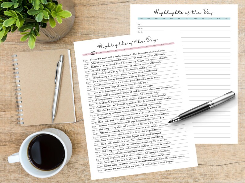 Daily Highlights Tracker: Printable Journal Timeline (digital Download ...