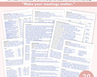 Meeting Planner Printable: Agenda, Minutes, Notes (A4 & US Letter PDF)