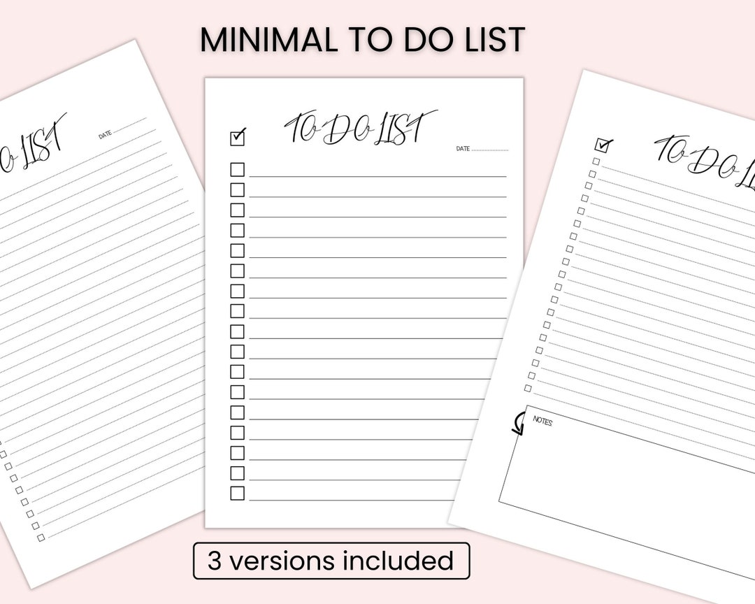 Basic to Do List Minimal to Do List Printable Simple Tasks Etsy