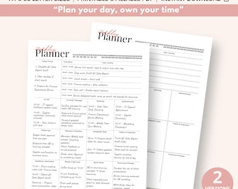 Workday Planner: Printable / Fillable PDF, Work Management, Freelancer, Business, Office Day, (A4, US Letter)