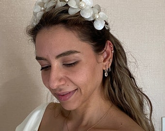 Resin Flower Crown - Bridal Headband with Resin Flowers - Headpiece for Brides