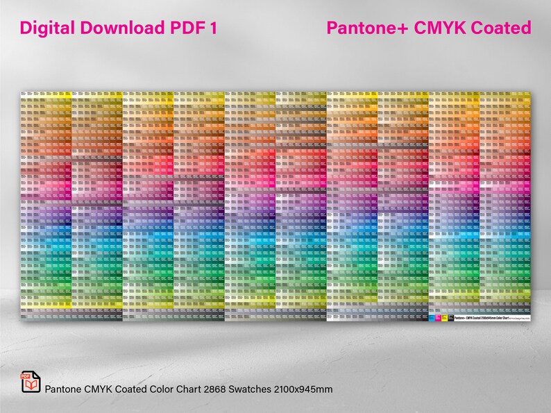 Pantone CMYK Coated and Uncoated Color Swatches Charts 2100x945mm Size Each Swatch Has Pantone