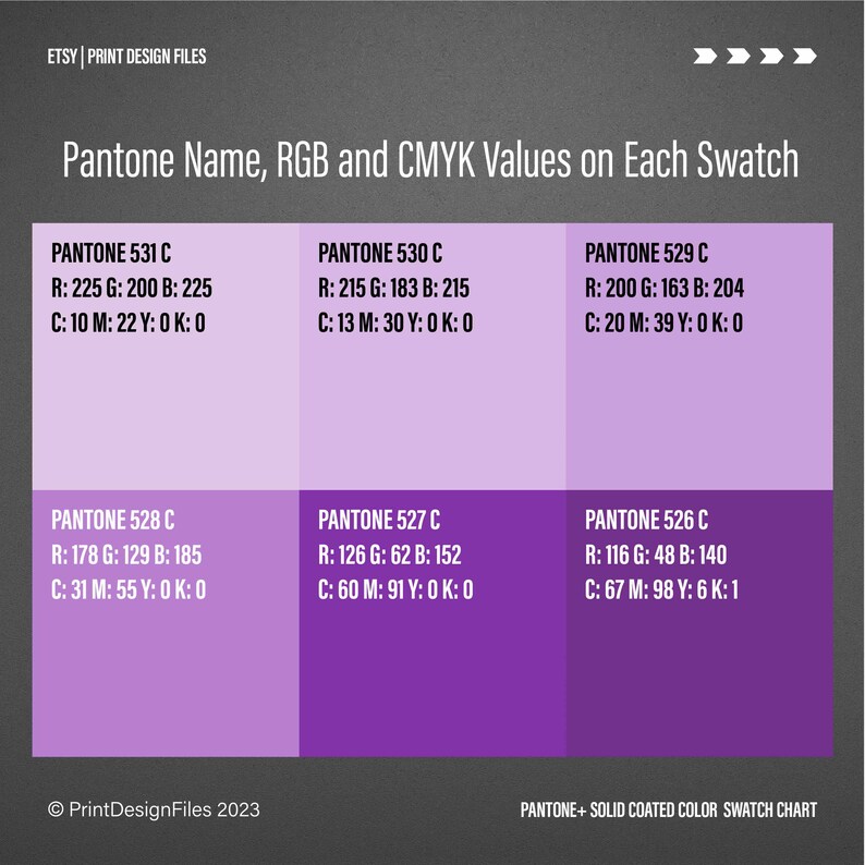 Pantone Solid Coated Printable Color Swatch Chart A4 and US - Etsy