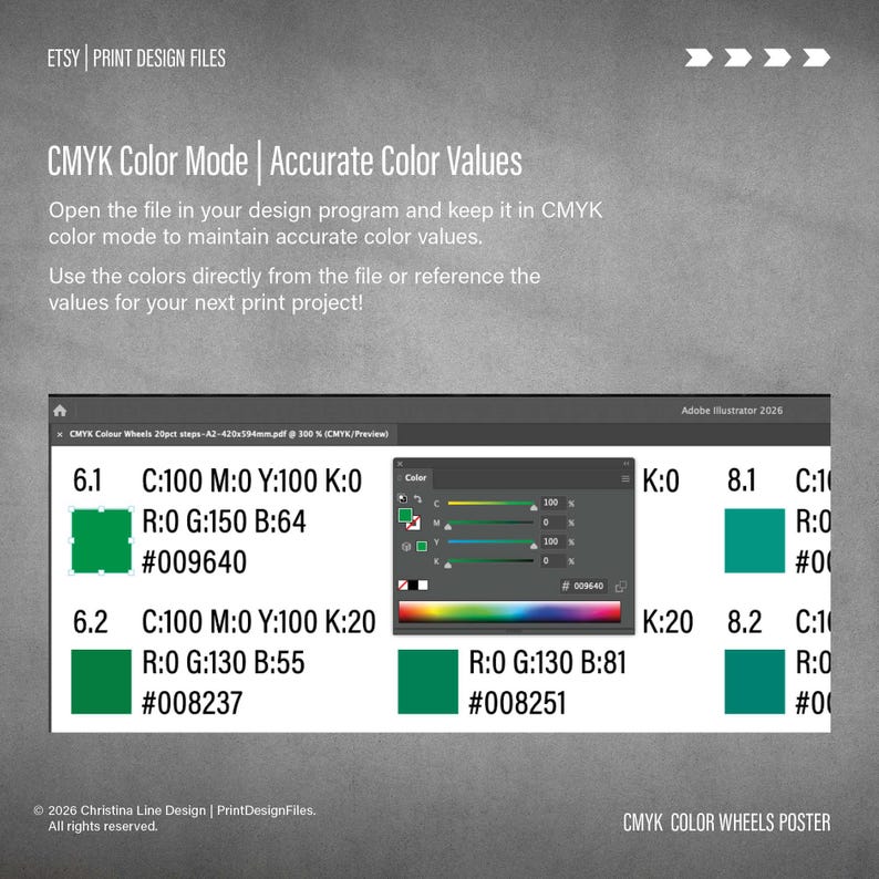CMYK Color Wheel Poster – Printable Color Chart for Graphic Designers ...