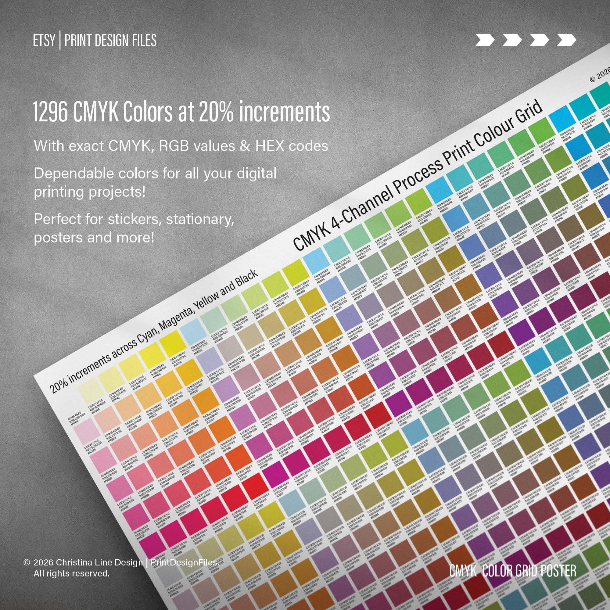 CMYK Printable Color Grid Poster – 4 Channel Color Chart Matrix | Print ...