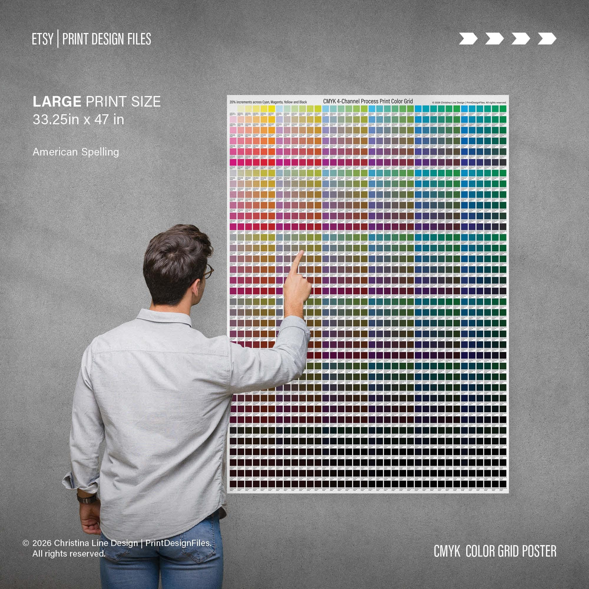 Quad Color Matrix Printable Pdf CMYK Printable Color Grid Poster – 4 Channel Color Chart Matrix | Print ...