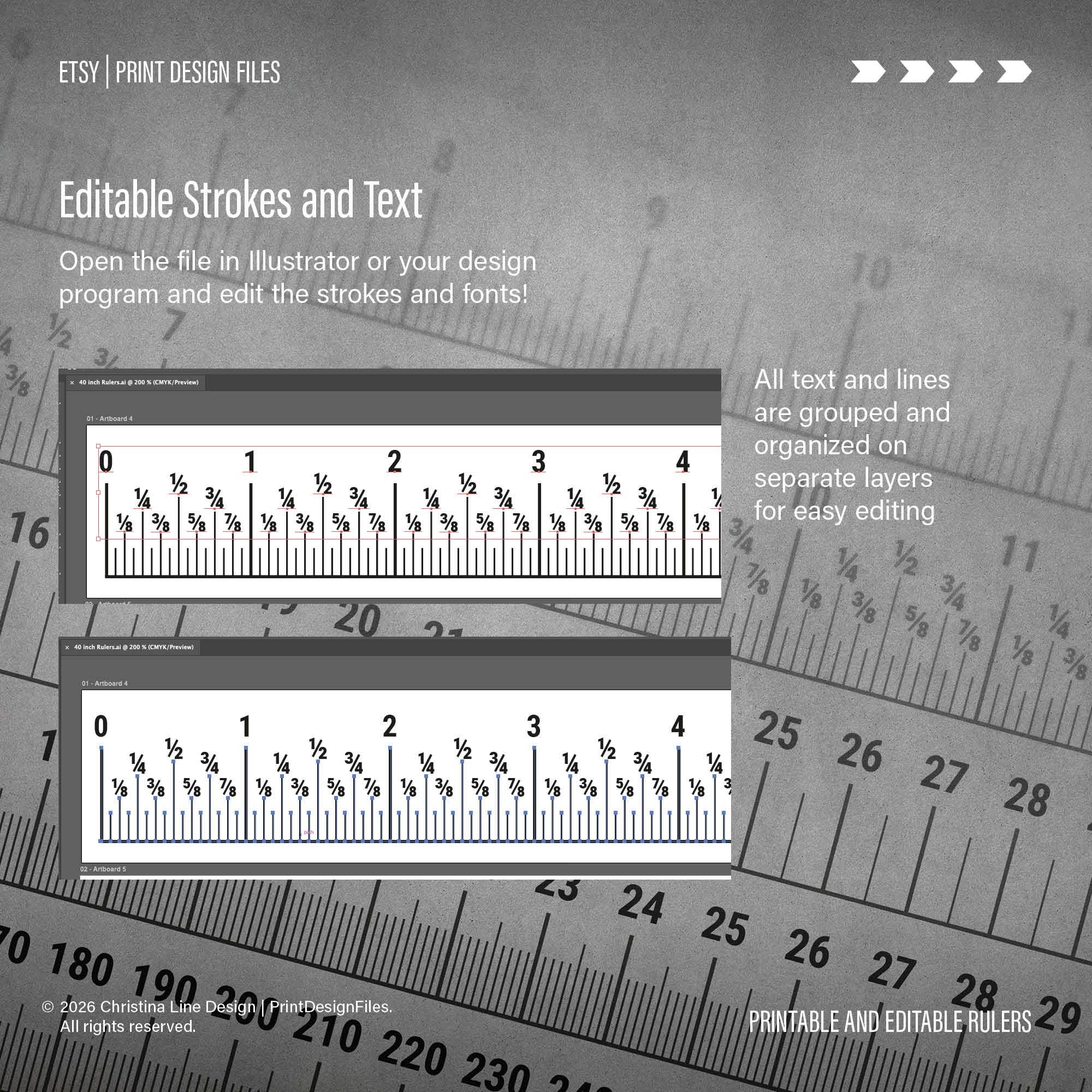 Digital Ruler For Pdf Printable and Editable Rulers | 40 Inch - 100cm - 1000mm | PDF, EPS and ...