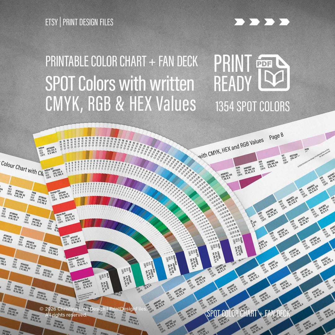 Spnt Color Printable Spot Color Chart and Fan Deck | CMYK, RGB, HEX for Graphic ...