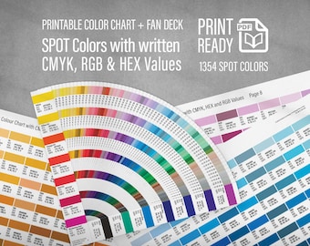 Printable Spot Color Chart and Fan Deck | CMYK, RGB, HEX for Graphic Designers and Printers