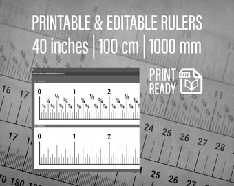 Printable and Editable Rulers | 40 inch - 100cm - 1000mm | PDF, EPS and Illustrator Files