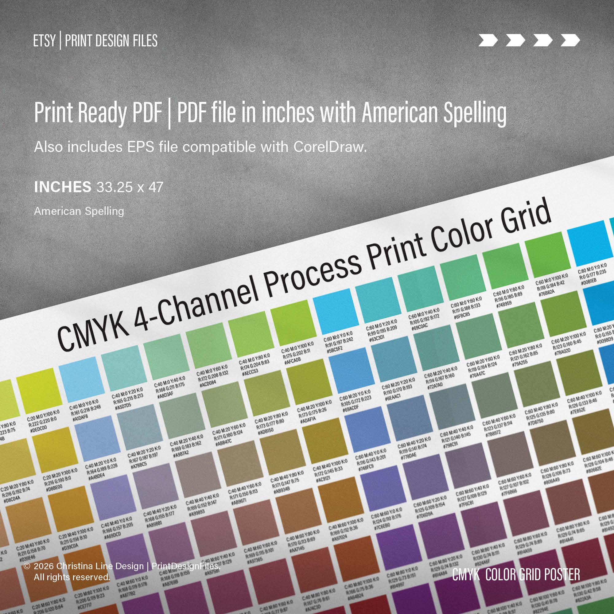 CMYK Printable Color Grid Poster – 4 Channel Color Chart Matrix | Print ...
