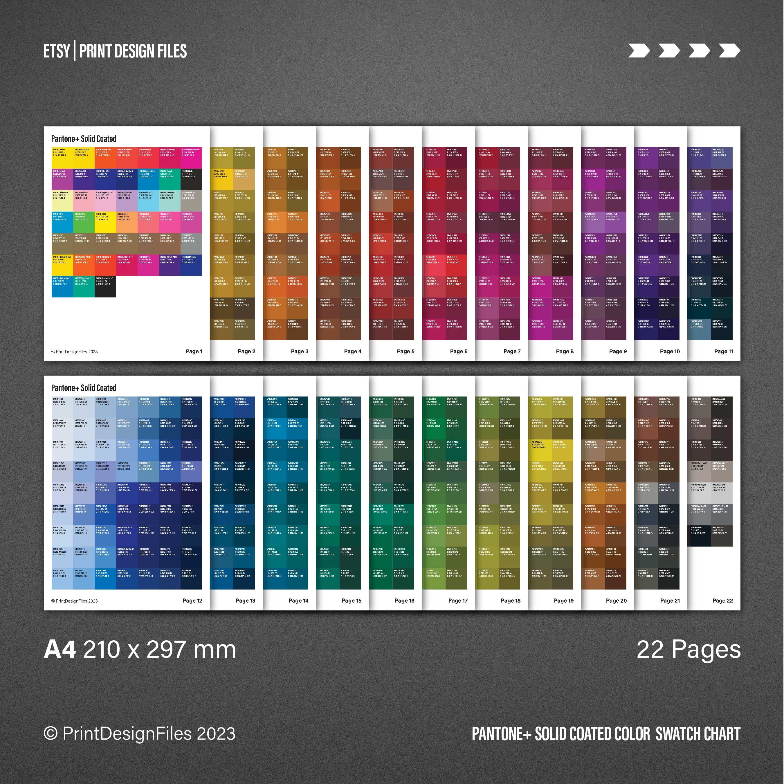 Pantone+ Solid Coated Printable Color Swatch Chart - A4 and US Letter ...