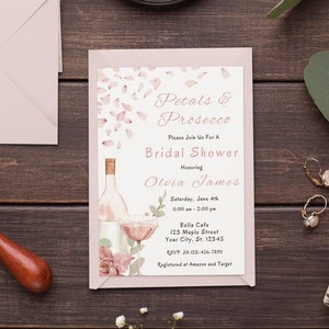 Editable Bridal Shower Invitation Template Minimalist Bridal Shower Invitation Pink Floral Bridal Shower invitation Bohemian Bridal Shower