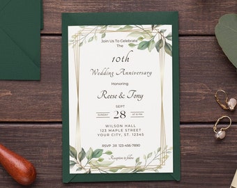 Wedding Anniversary Invitation Template 30th 25th 50th 40th 60th 10th wedding anniversary invite digital printable pink floral anniversary