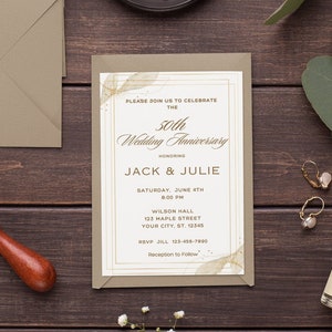 50th Anniversary Invitation 50th Wedding Anniversary Editable Invitation Template Golden Anniversary Party Instant Download Printable