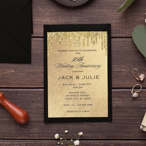50th Anniversary Invitation 50th Wedding Anniversary Editable Invitation Template Golden Anniversary Party Instant Download Printable