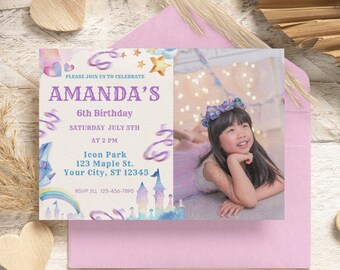 Princess Invitation Princess Birthday Invitation Template Princess party Birthday Party Editable Girl Birthday Invite photo invite digital