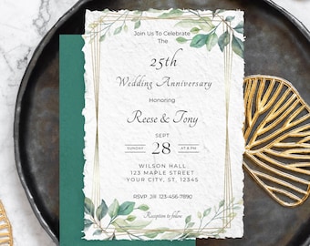 Wedding Anniversary Invitation Template 10th 20th 30th 40th 60th 25th wedding anniversary invite digital printable silver anniversary invite