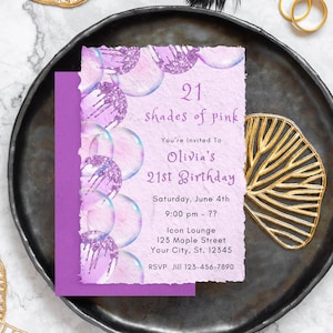 21st Birthday Invitation Template Pink Balloons Invitation Pink Party Editable Birthday Invite all pink Printable Digital Download Evite