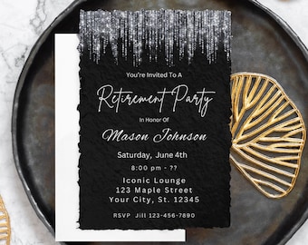 Retirement Party Invitation Retirement Invitation Template Retirement Instant Download Black and White Retirement Invite Retirement Dinner